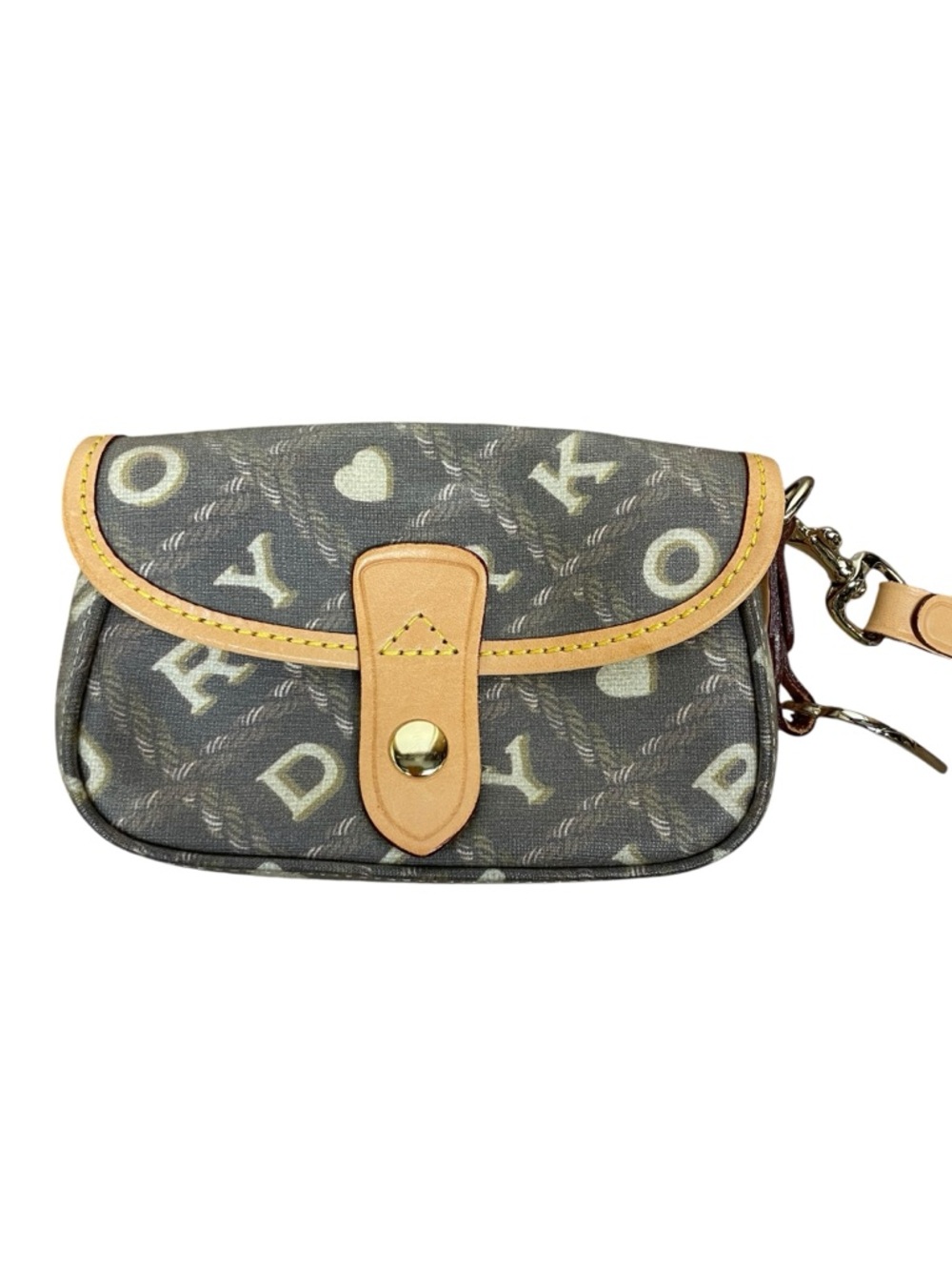 Dooney & Bourke Flap Wristlet Clutch with Mongram Rope Print Coffee Color